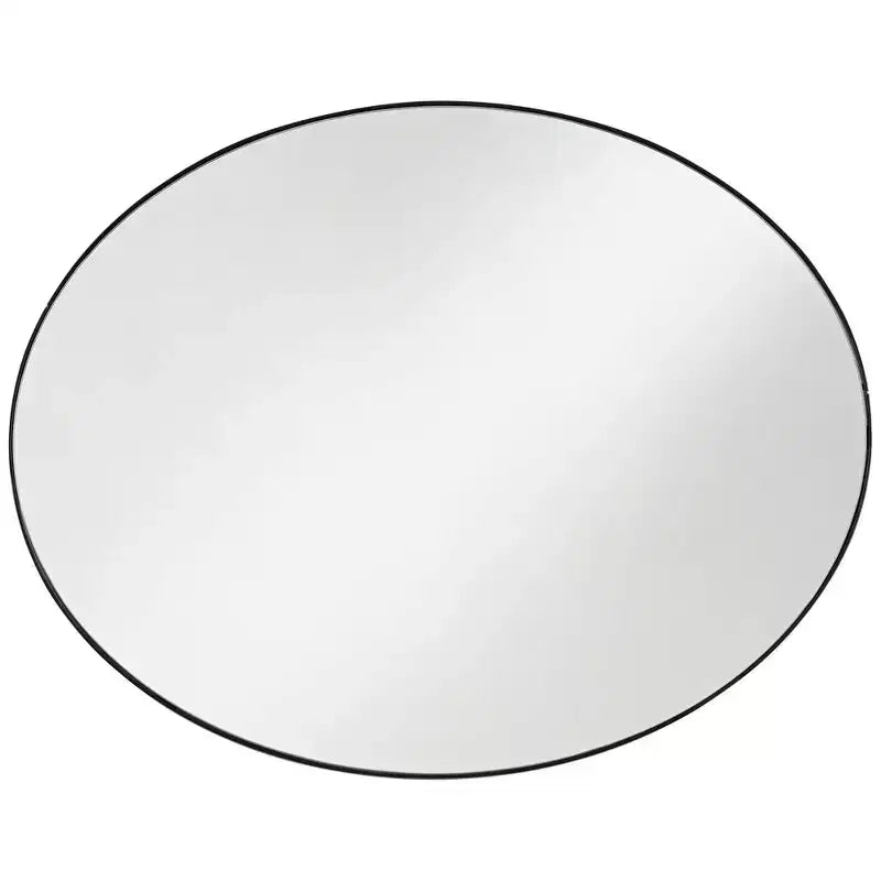 Noble Park Miroir mural décoratif de courtoisie Aryn Oval, cadre en métal noir mat moderne de 59,7 cm de large pour salle de bain, chambre, salon, bureau, entrée