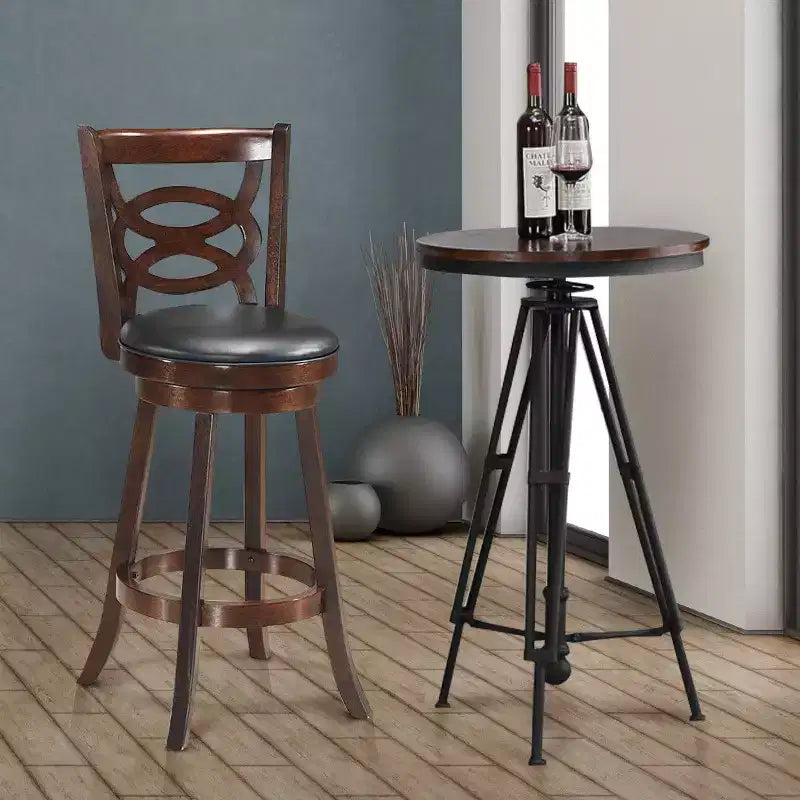 Tabouret pivotant Costway 73,66 cm, hauteur de bar, siège rembourré, chaise de salle à manger en bois d'hévéa, cuisine, expresso