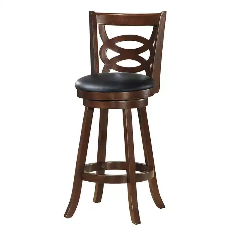 Tabouret pivotant Costway 73,66 cm, hauteur de bar, siège rembourré, chaise de salle à manger en bois d'hévéa, cuisine, expresso