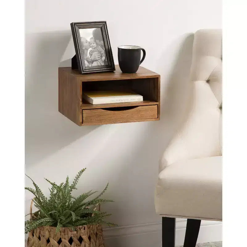 Étagère Murale Flottante Hutton avec Tiroir 12,5 x 10 x 7 po - Kate & Laurel All Things Decor