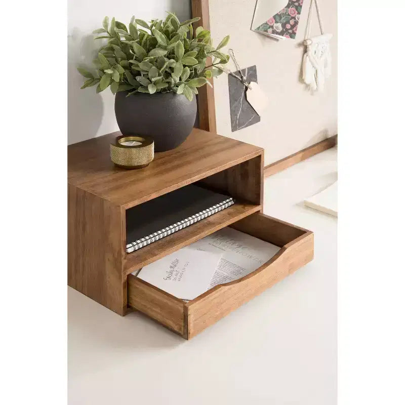 Étagère Murale Flottante Hutton avec Tiroir 12,5 x 10 x 7 po - Kate & Laurel All Things Decor