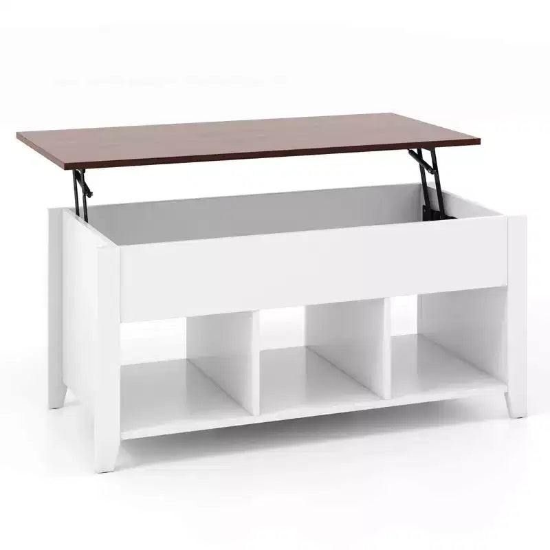Table basse relevable Costway avec compartiment caché et étagères de rangement Meuble moderne blanc