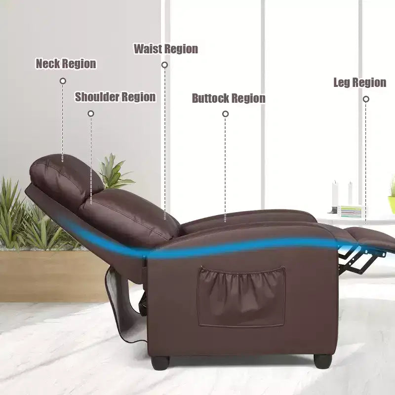 Fauteuil inclinable de massage Costway, canapé individuel ergonomique et réglable avec siège rembourré, noir/marron/gris