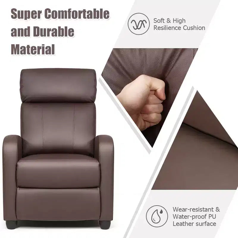 Fauteuil inclinable de massage Costway, canapé individuel ergonomique et réglable avec siège rembourré, noir/marron/gris
