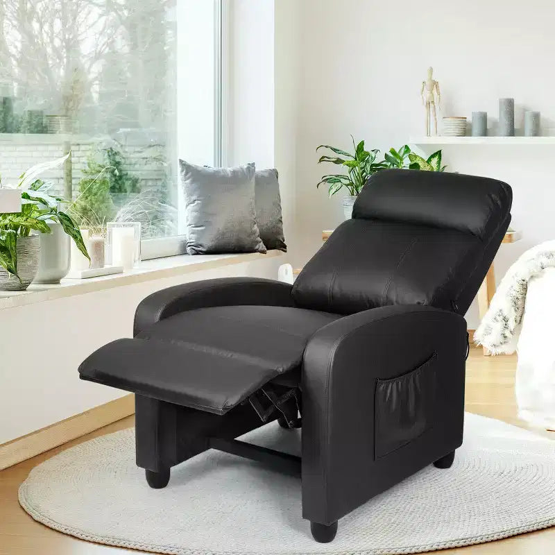 Fauteuil inclinable de massage Costway, canapé individuel ergonomique et réglable avec siège rembourré, noir/marron/gris