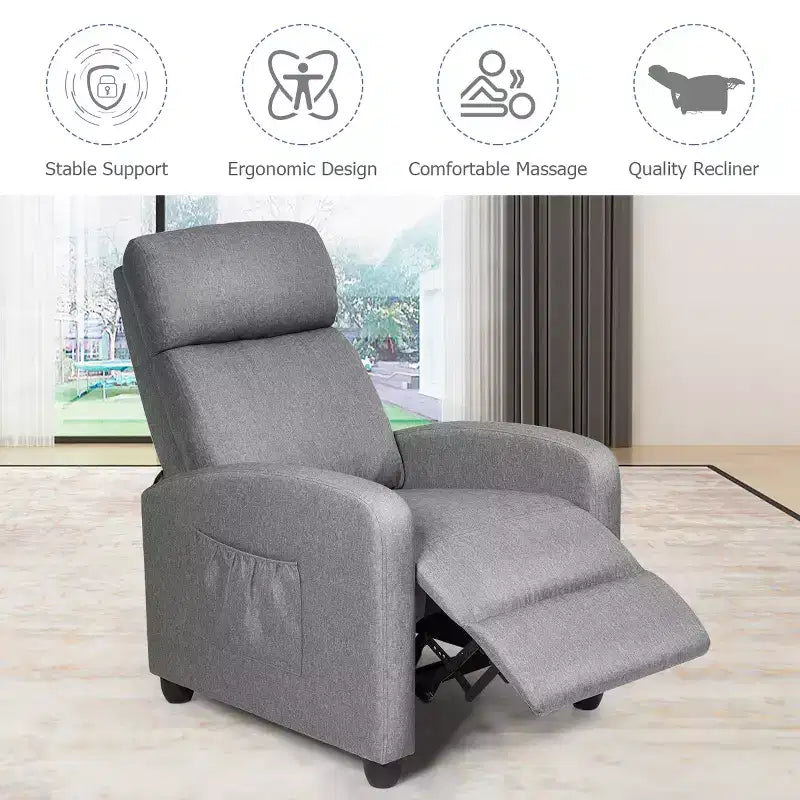 Fauteuil inclinable de massage Costway, canapé individuel ergonomique et réglable avec siège rembourré, noir/marron/gris