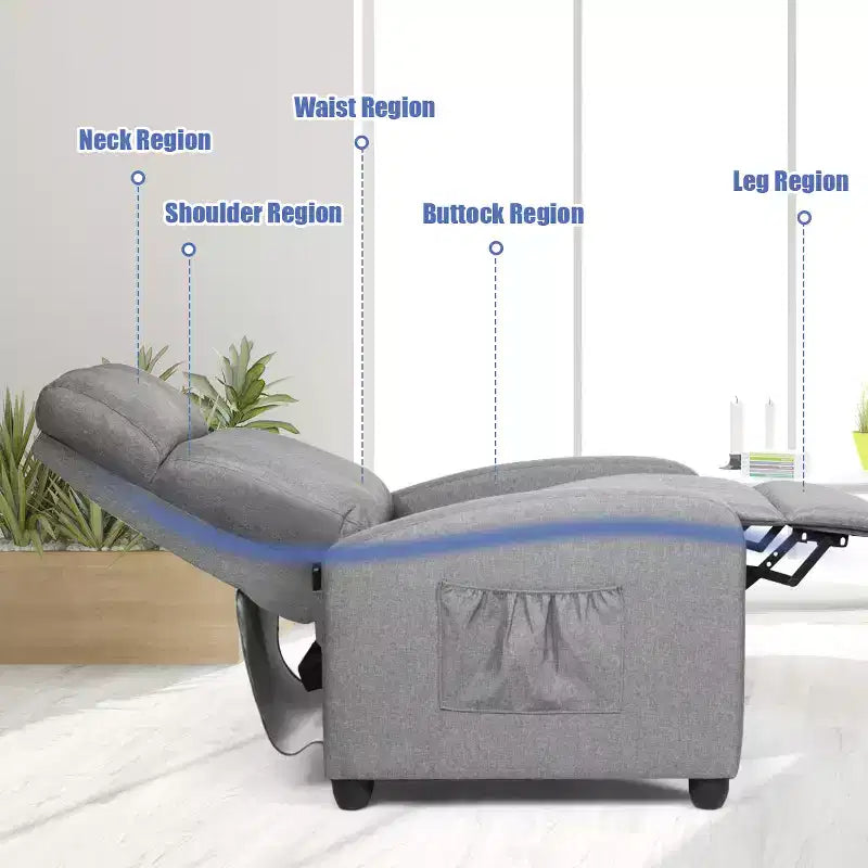 Fauteuil inclinable de massage Costway, canapé individuel ergonomique et réglable avec siège rembourré, noir/marron/gris
