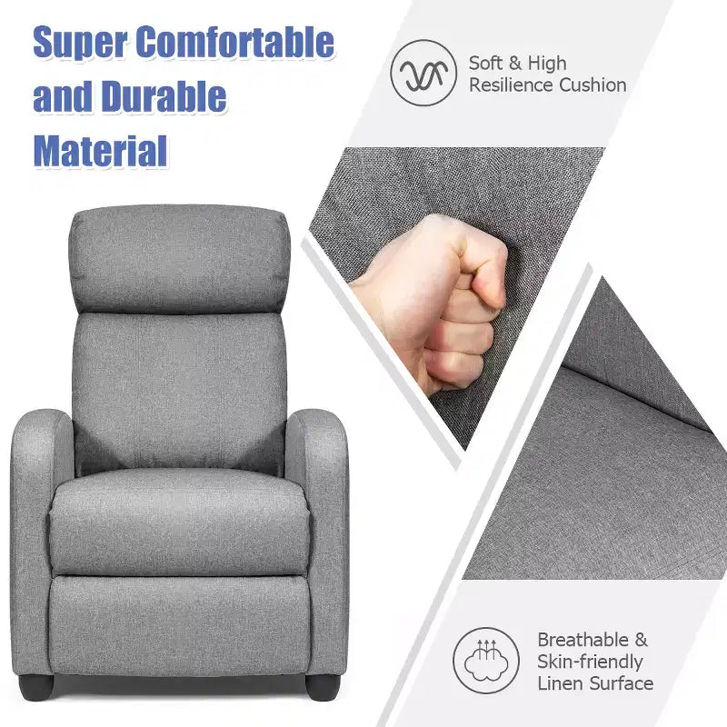 Fauteuil inclinable de massage Costway, canapé individuel ergonomique et réglable avec siège rembourré, noir/marron/gris