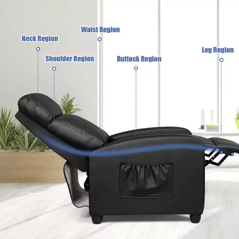 Fauteuil inclinable de massage Costway, canapé individuel ergonomique et réglable avec siège rembourré, noir/marron/gris