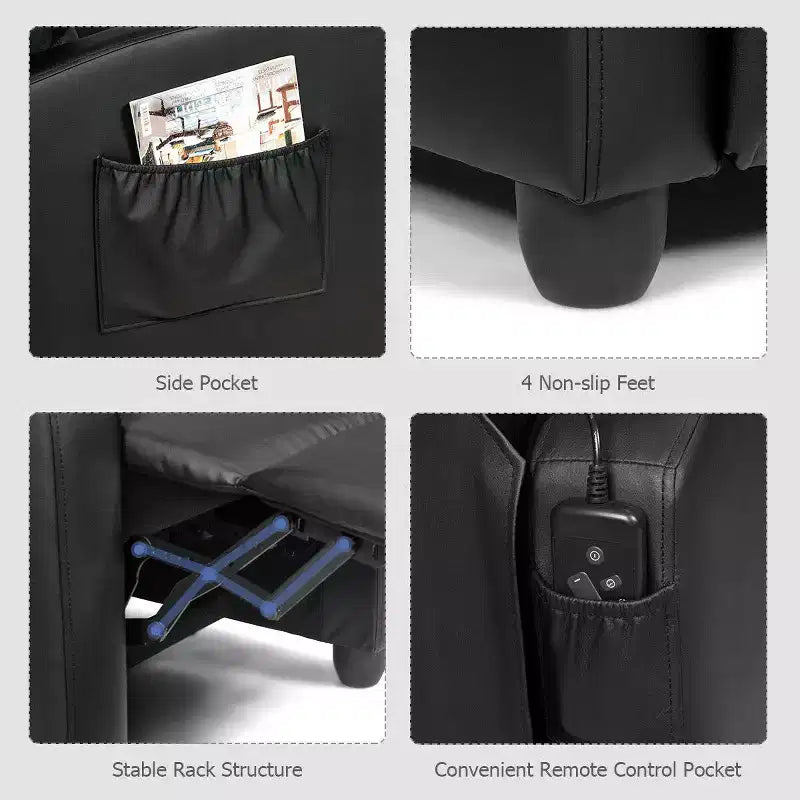 Fauteuil inclinable de massage Costway, canapé individuel ergonomique et réglable avec siège rembourré, noir/marron/gris