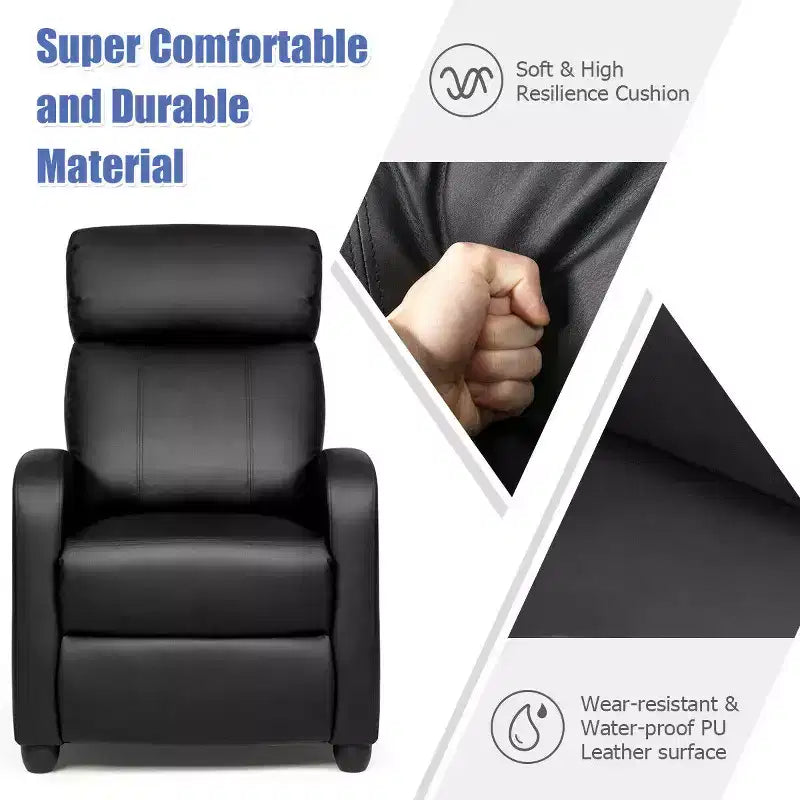 Fauteuil inclinable de massage Costway, canapé individuel ergonomique et réglable avec siège rembourré, noir/marron/gris