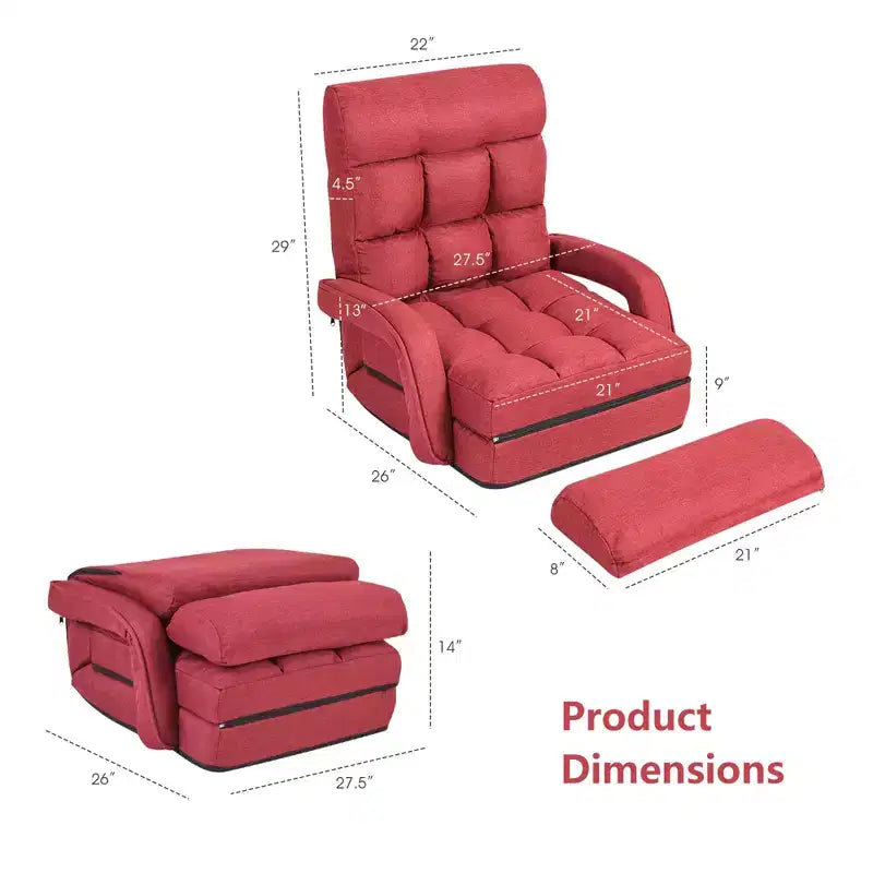 Costway Fauteuil inclinable pliant une place avec oreiller, 5 positions réglables pour le dossier, chaise longue de loisirs bleu/rouge/blanc