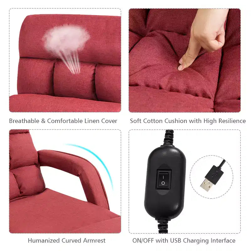 Costway Fauteuil inclinable pliant une place avec oreiller, 5 positions réglables pour le dossier, chaise longue de loisirs bleu/rouge/blanc