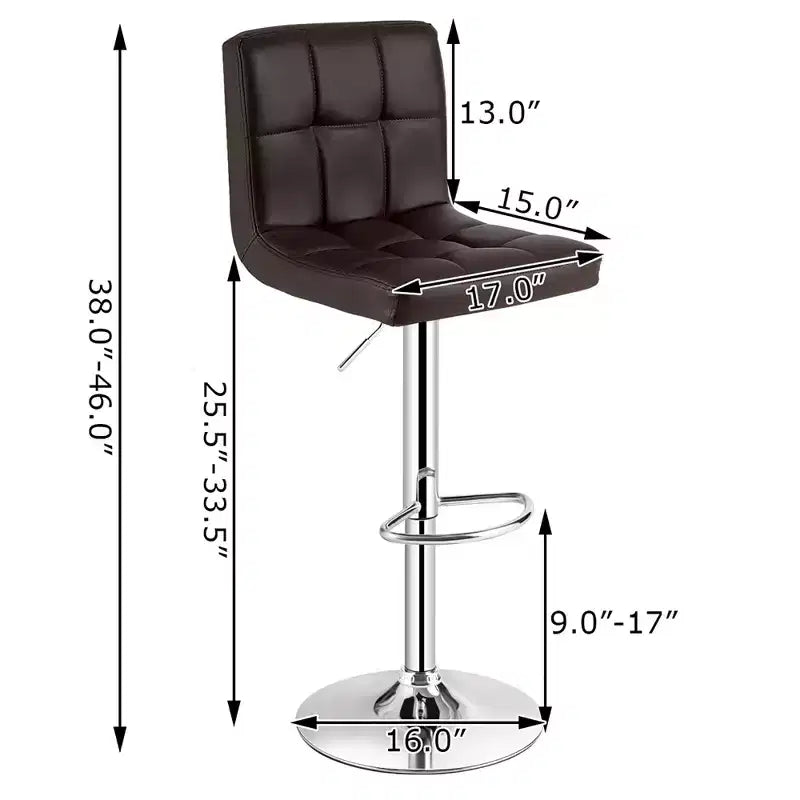 Lot de 2 tabourets de bar réglables Costway en cuir PU, pivotants, pour cuisine ou comptoir de pub