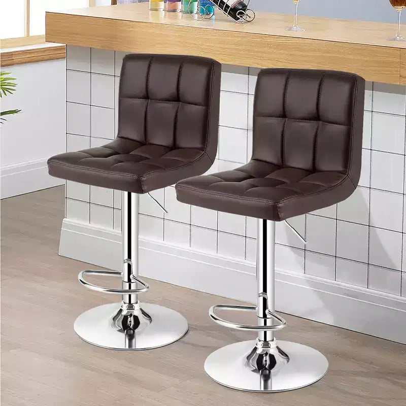 Lot de 2 tabourets de bar réglables Costway en cuir PU, pivotants, pour cuisine ou comptoir de pub