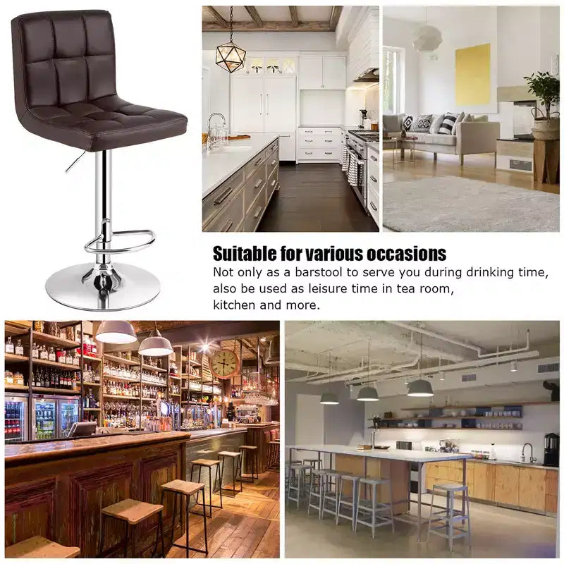 Lot de 2 tabourets de bar réglables Costway en cuir PU, pivotants, pour cuisine ou comptoir de pub