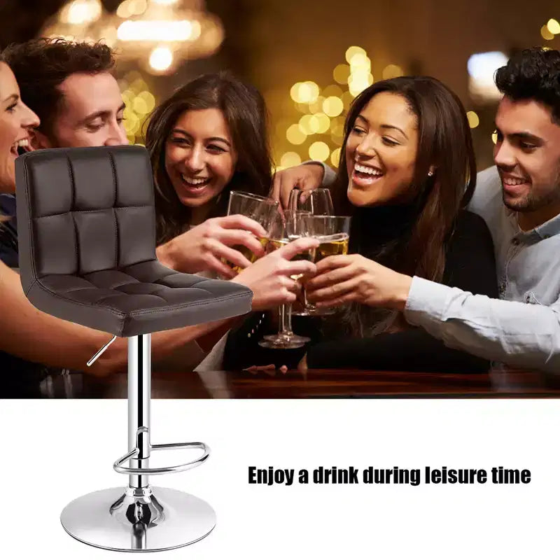 Lot de 2 tabourets de bar réglables Costway en cuir PU, pivotants, pour cuisine ou comptoir de pub