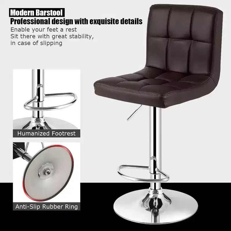 Lot de 2 tabourets de bar réglables Costway en cuir PU, pivotants, pour cuisine ou comptoir de pub