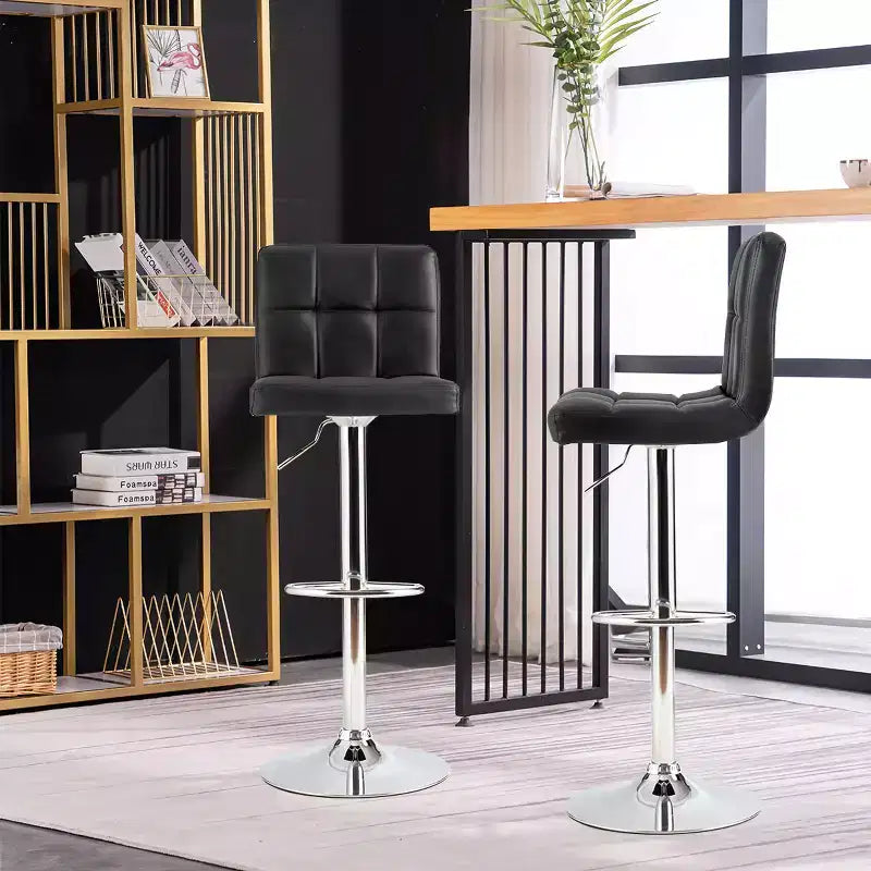 Lot de 2 tabourets de bar réglables Costway en cuir PU, pivotants, pour cuisine ou comptoir de pub