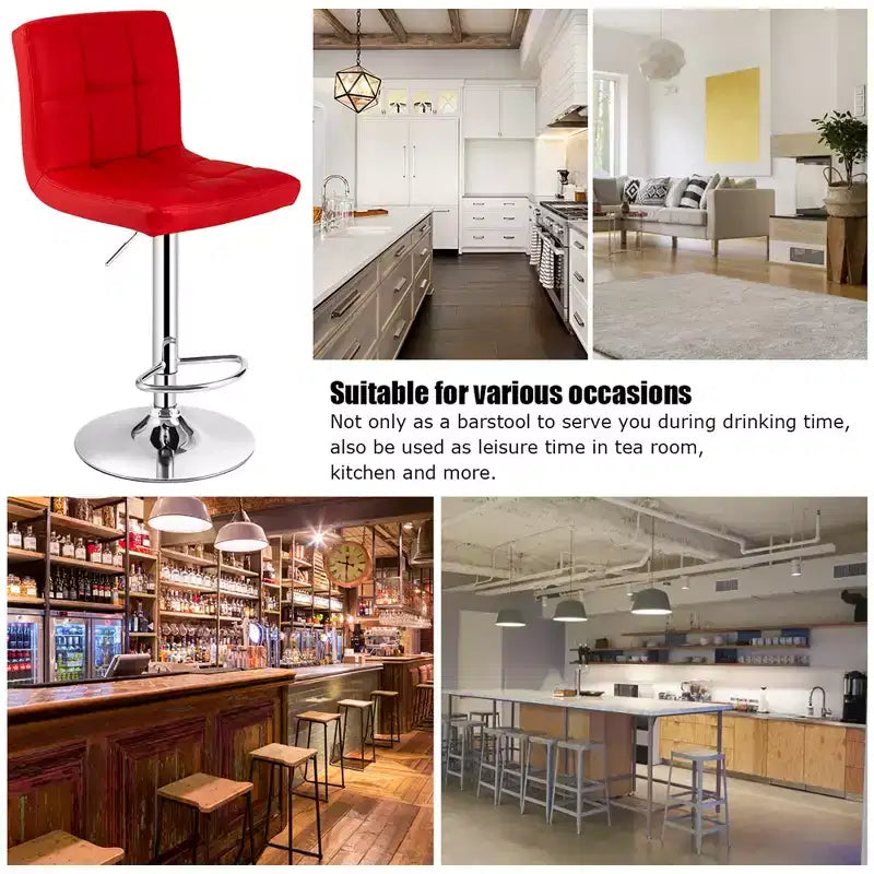 Lot de 2 tabourets de bar réglables Costway en cuir PU, pivotants, pour cuisine ou comptoir de pub