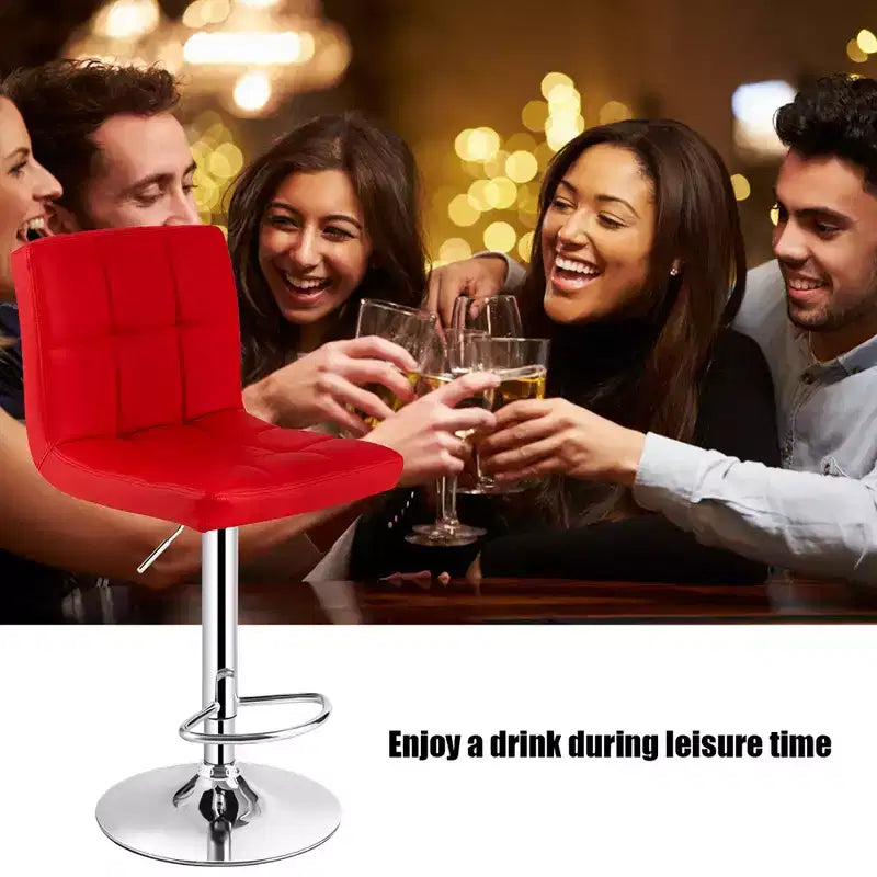 Lot de 2 tabourets de bar réglables Costway en cuir PU, pivotants, pour cuisine ou comptoir de pub