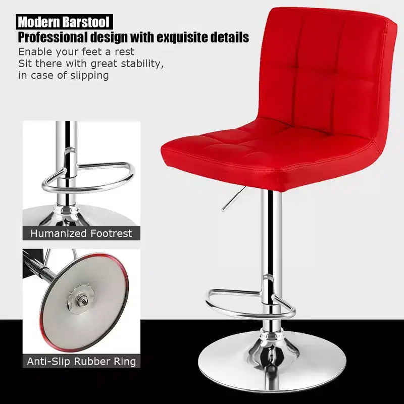 Lot de 2 tabourets de bar réglables Costway en cuir PU, pivotants, pour cuisine ou comptoir de pub
