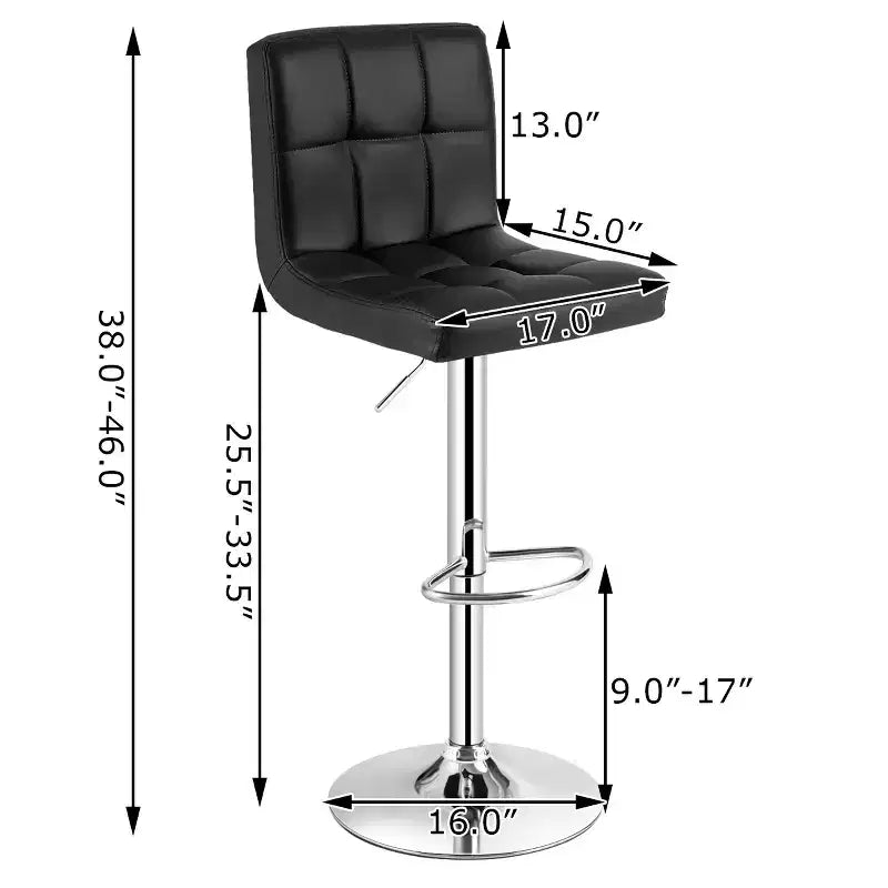 Lot de 2 tabourets de bar réglables Costway en cuir PU, pivotants, pour cuisine ou comptoir de pub