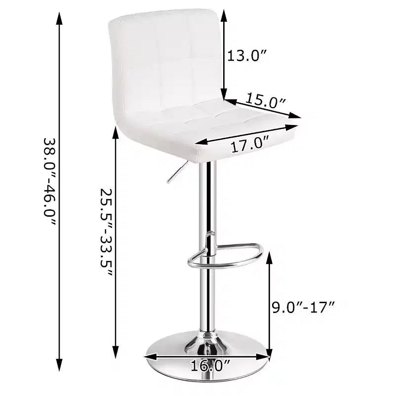 Lot de 2 tabourets de bar réglables Costway en cuir PU, pivotants, pour cuisine ou comptoir de pub