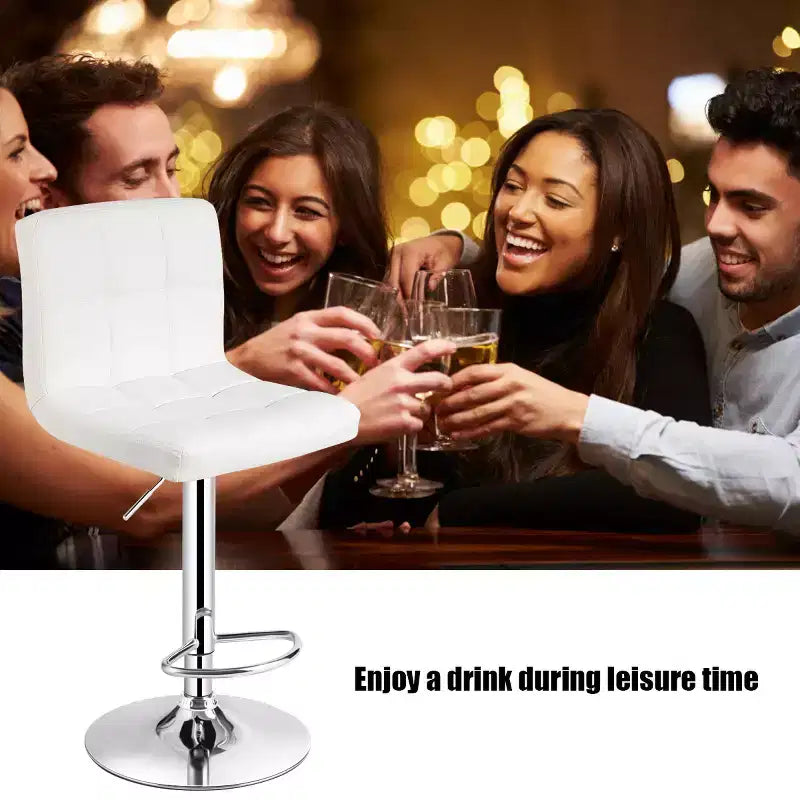 Lot de 2 tabourets de bar réglables Costway en cuir PU, pivotants, pour cuisine ou comptoir de pub