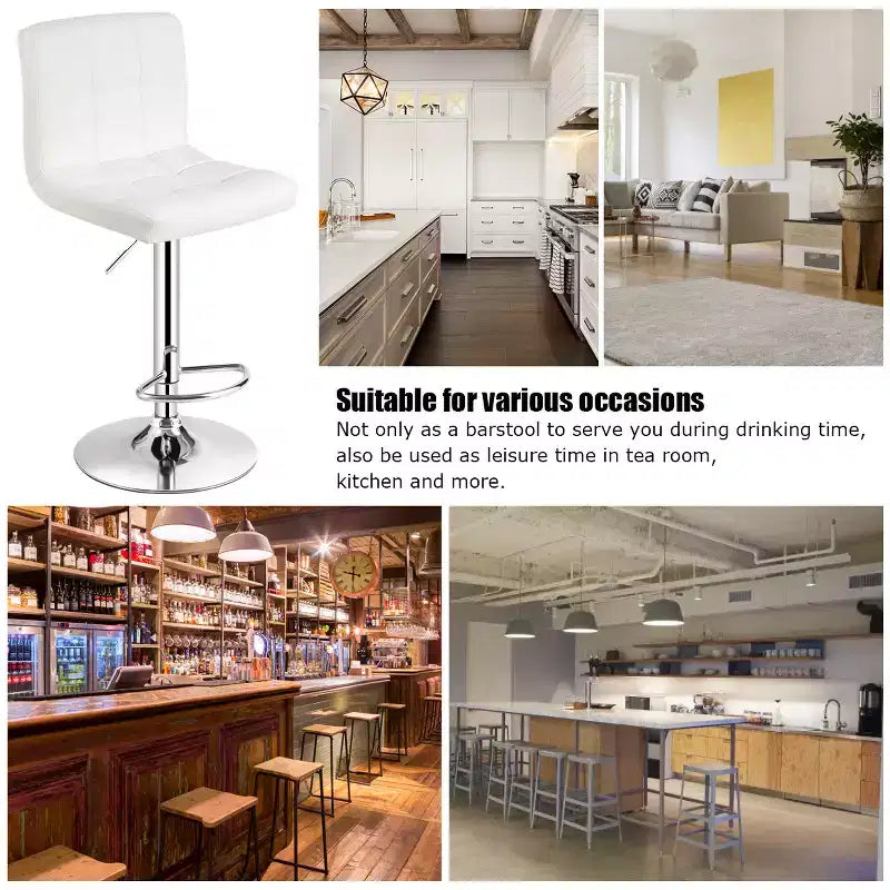 Lot de 2 tabourets de bar réglables Costway en cuir PU, pivotants, pour cuisine ou comptoir de pub