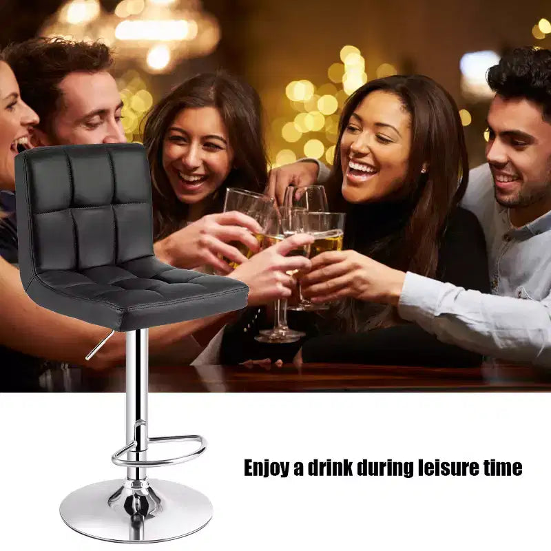 Lot de 2 tabourets de bar réglables Costway en cuir PU, pivotants, pour cuisine ou comptoir de pub