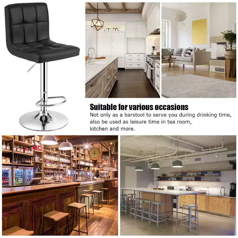 Lot de 2 tabourets de bar réglables Costway en cuir PU, pivotants, pour cuisine ou comptoir de pub