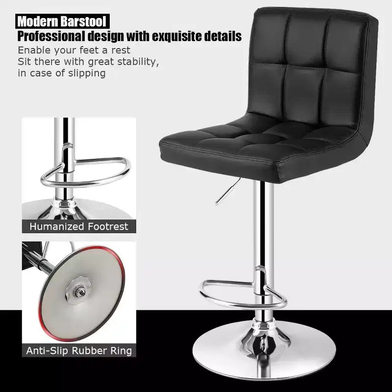 Lot de 2 tabourets de bar réglables Costway en cuir PU, pivotants, pour cuisine ou comptoir de pub