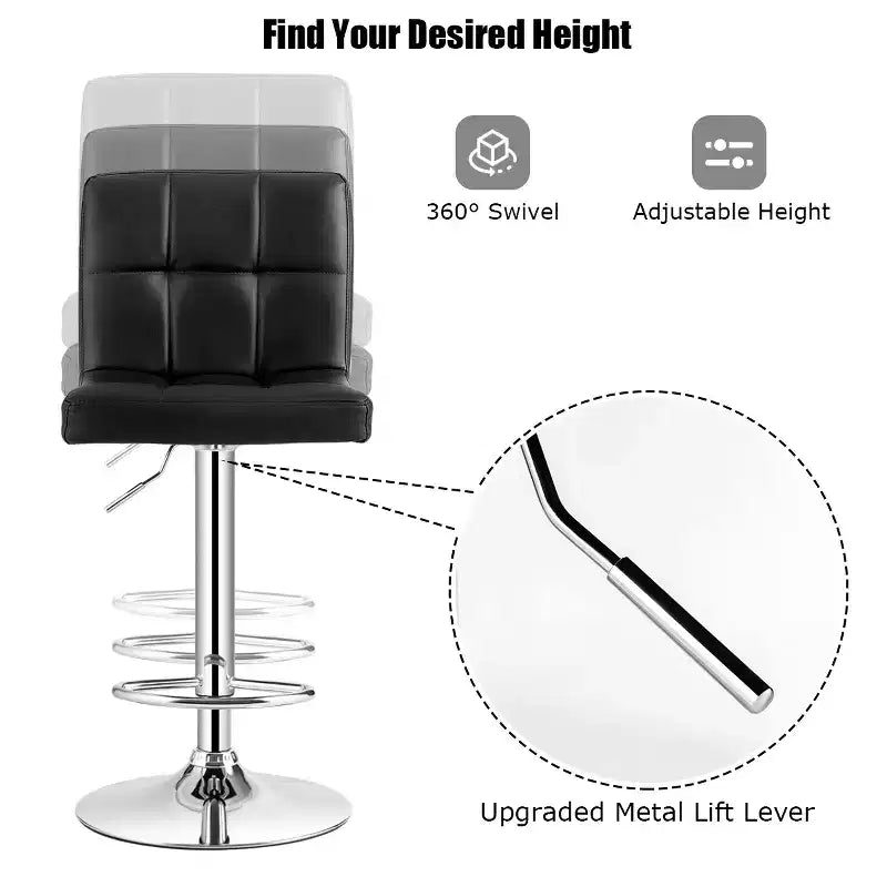 Lot de 2 tabourets de bar réglables Costway en cuir PU, pivotants, pour cuisine ou comptoir de pub