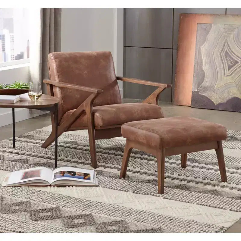 Ensemble fauteuil et repose-pieds Bianca Mid-Century Modern 2 pièces - Buylateral