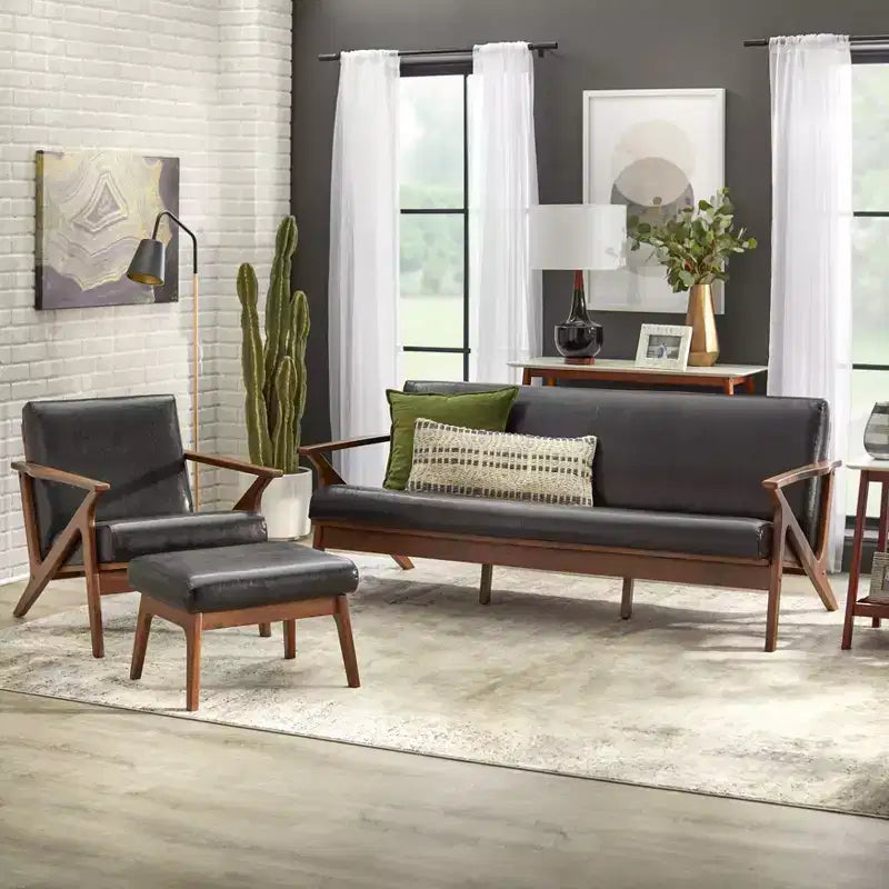 Ensemble fauteuil et repose-pieds Bianca Mid-Century Modern 2 pièces - Buylateral