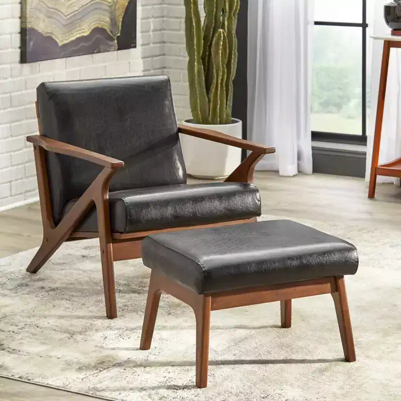 Ensemble fauteuil et repose-pieds Bianca Mid-Century Modern 2 pièces - Buylateral