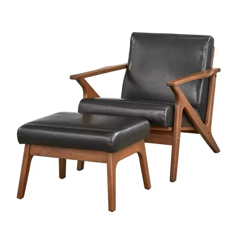 Ensemble fauteuil et repose-pieds Bianca Mid-Century Modern 2 pièces - Buylateral
