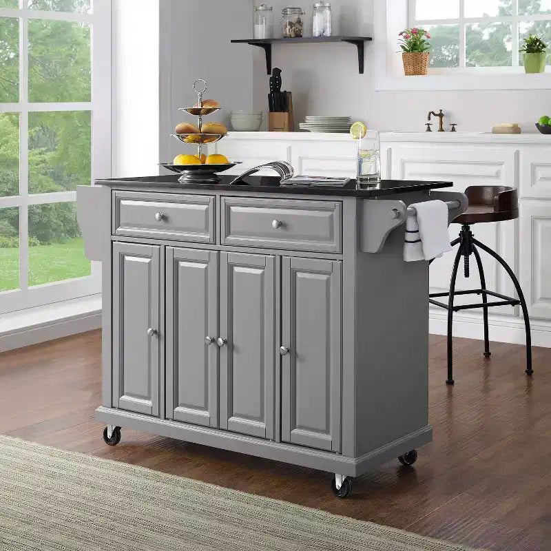 Chariot de cuisine Crosley de 52 po avec dessus en granit – Pleine grandeur