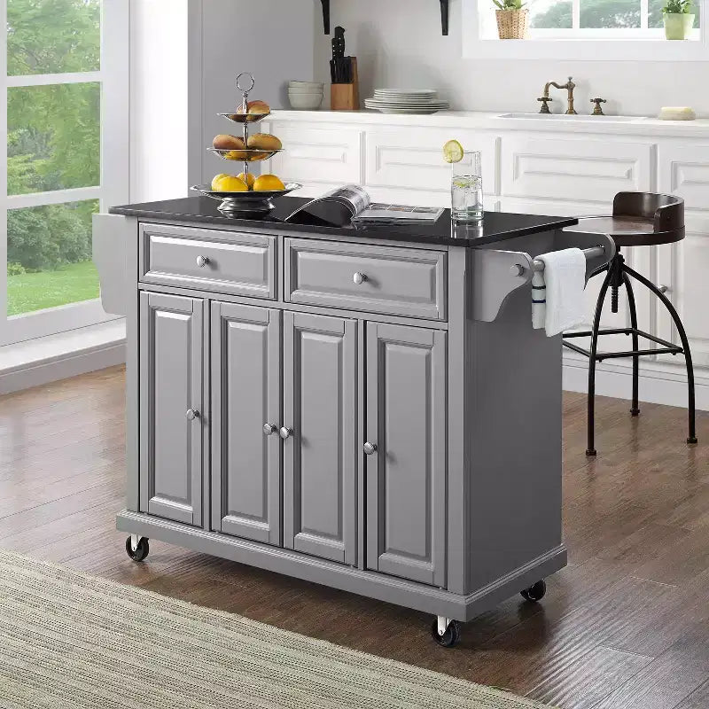 Chariot de cuisine Crosley de 52 po avec dessus en granit – Pleine grandeur