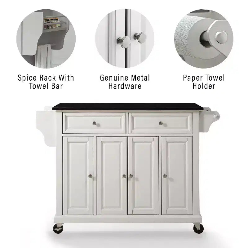 Chariot de cuisine Crosley de 52 po avec dessus en granit – Pleine grandeur