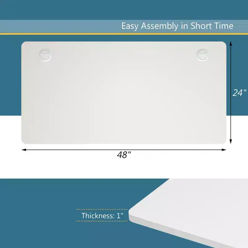 Costway Plateau de table universel monobloc 48'' pour châssis de bureau standard et assis-debout