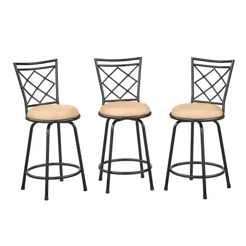 Buylateral Set of 3 Avery Adjustable Height Metal Barstools