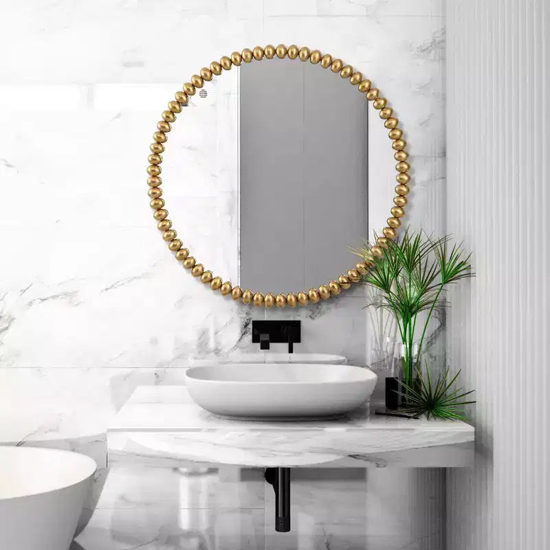 Miroir mural surdimensionné rond Uttermost Byzantine Gold Leaf 41 1/4