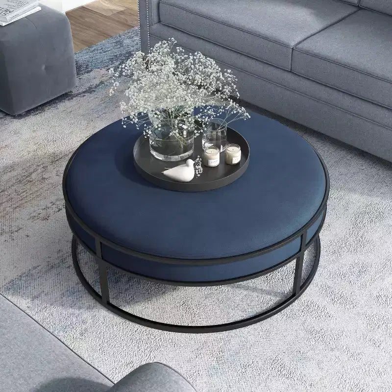 39,5 Pouf rond rembourré Greenbank - HOMES: Inside + Out