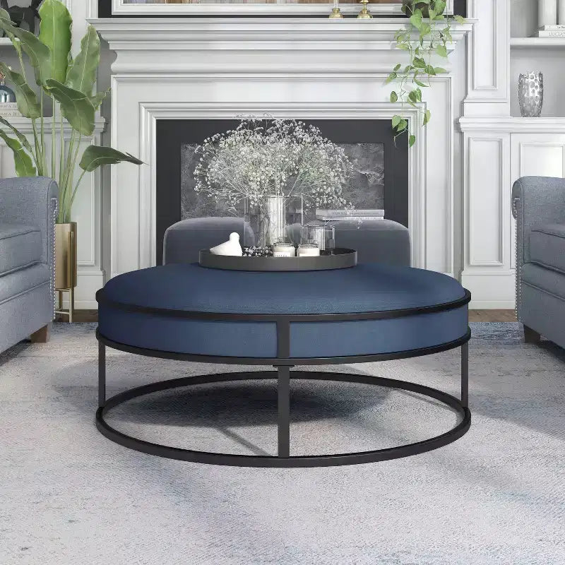 39,5 Pouf rond rembourré Greenbank - HOMES: Inside + Out
