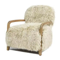 Enchante 28.5 Mongolian Sheepskin Accent Arm Chair, Taupe Beige Genuine Fur