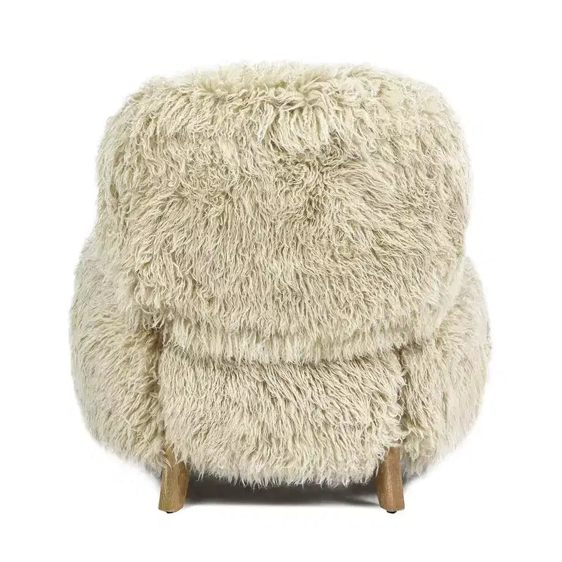 Fauteuil d'appoint en peau de mouton de Mongolie Enchante 28.5, fourrure véritable beige taupe
