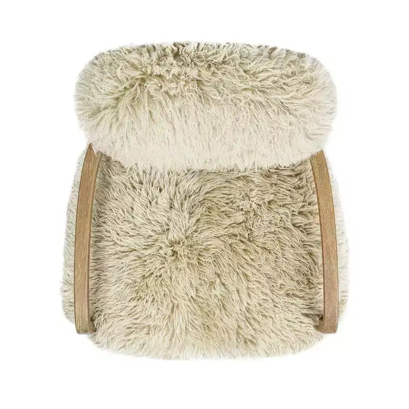 Fauteuil d'appoint en peau de mouton de Mongolie Enchante 28.5, fourrure véritable beige taupe