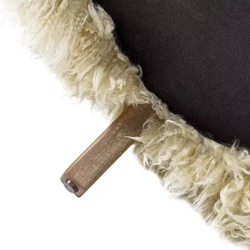 Fauteuil d'appoint en peau de mouton de Mongolie Enchante 28.5, fourrure véritable beige taupe
